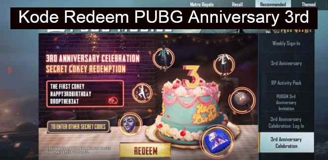 Kode Redeem PUBG Anniversary 3