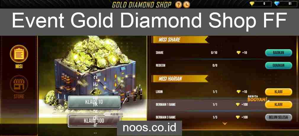 Event Gold Diamond Shop FF Free Fire Diskon Murah Hadiah Melimpah