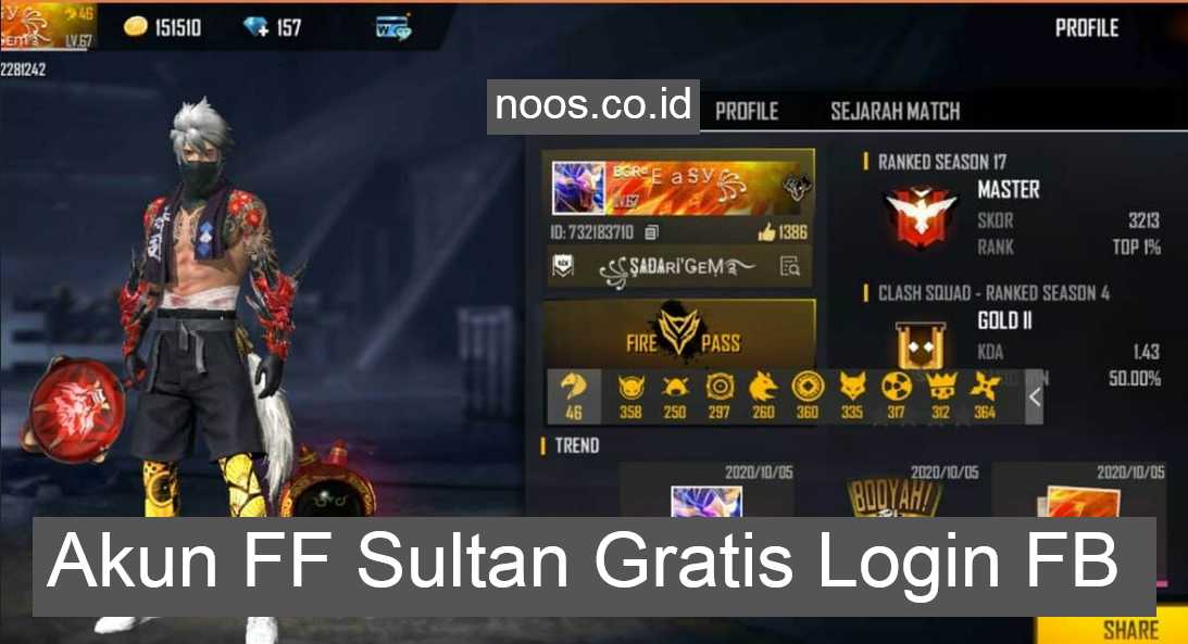 Akun FF Sultan Gratis Login FB (Facebook) Asli No Tipu Tidak Terpakai