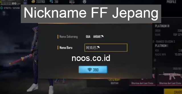 Nickname FF Jepang Cara Buat Nama Free Fire Jepang